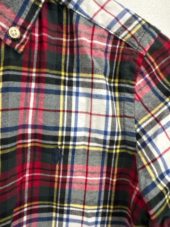 Polo Ralph Lauren Boys Sz 8 Red Green Plaid Button Down Shirt Long Sleeve Preppy - Picture 2 of 8